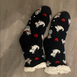 Cozy Black and White Fleece Socks